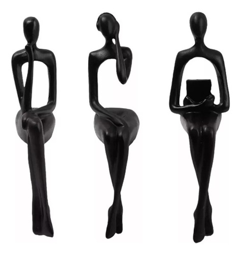 Estatuillas De Arte Abstracto Moderno Con Estatua De 3 Pieza Cor Negro