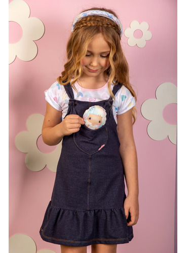 Salopete Com Bonequinha E Blusa Ma0212 +roupa Boneca Marthiê