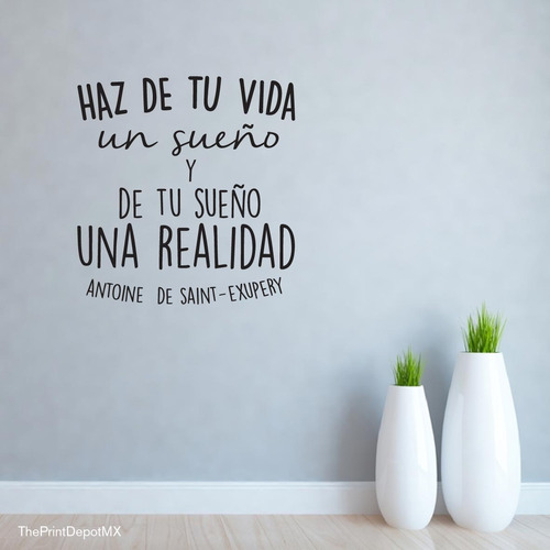 Vinil Decorativo Frase Motivacional Tu Vida Un Sueño 55x58cm