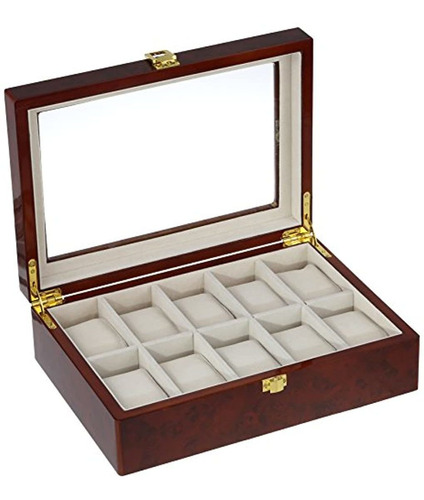 Caja Para 10 Relojes Burlwood Acabado