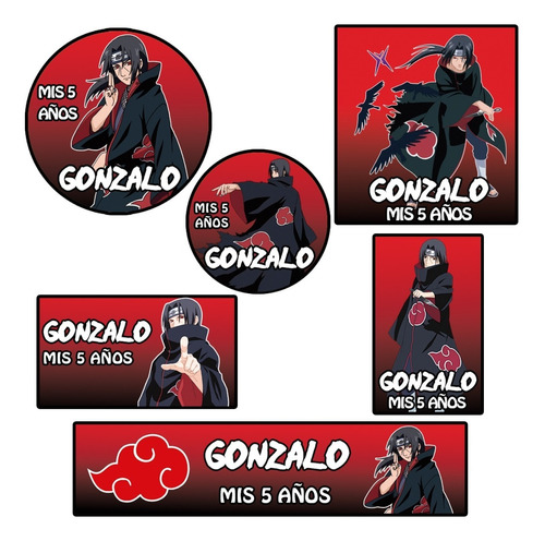 Kit 180 Stickers Naruto Itachi Anime  Candy Bar Etiqueta