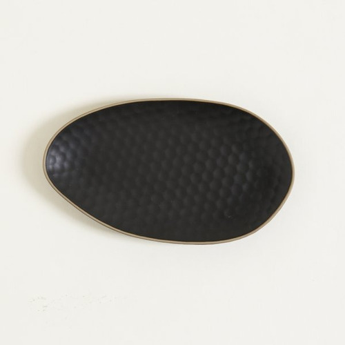 Bandeja De Cerámica Irregular Black Panal 23cm