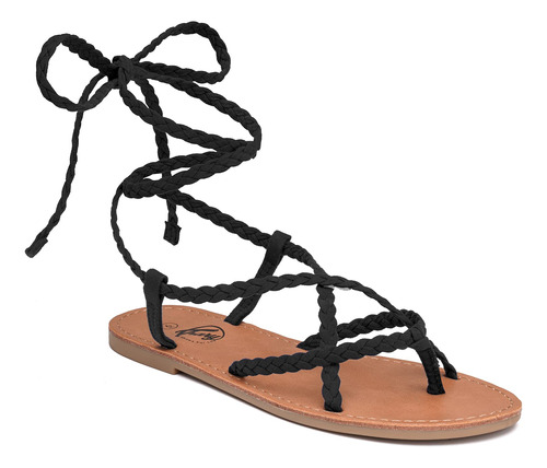 Trary Black Tie Up Sandalias Para Mujer Su B07ks2svxb_200324