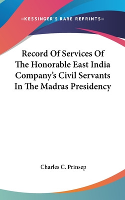 Libro Record Of Services Of The Honorable East India Comp...