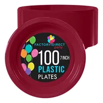 Comprar Exquisite Platos De Plástico Burdeos, 100 Platos Desechables