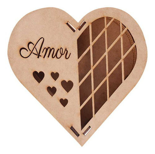 Imagem 5 de 6 de Caixa Coração Mdf Amor P 19,5x15x5cm Hot Pink