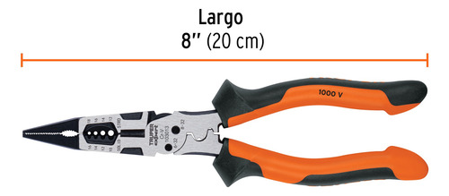 Pinza Multiuso 8'' Punta Larga, Comfort Grip, 103013 Truper