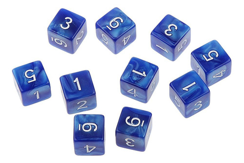 10 Piezas Juguetes De De Dados De 6 Azul Azul Azul 16 Mm