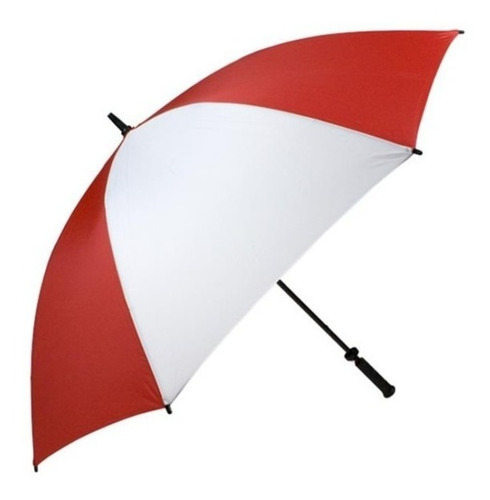 Paraguas Grande Blanco Con Rojo Único Con Sistema Wind Proof