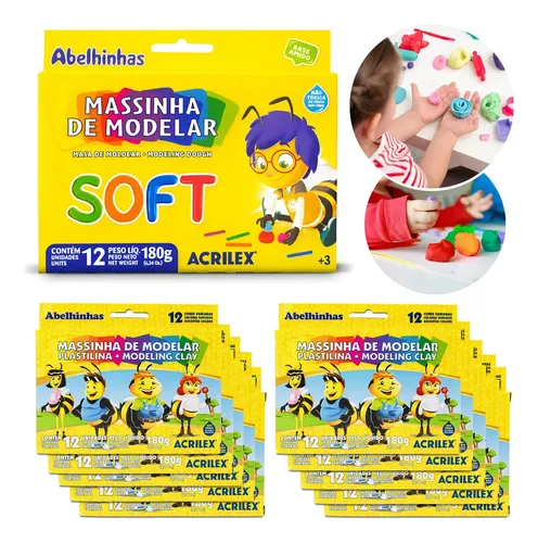 Massinha Masa De Modelar Soft - 10 Caixas Com 12 Und Em Cada Cor