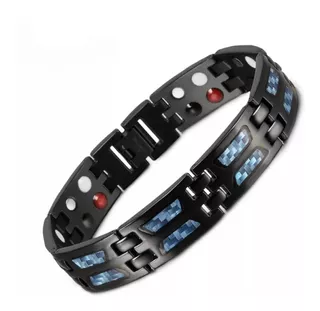 Pulsera De Acero, Fibra De Carbono Magnética