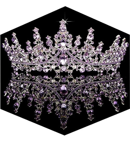 Corona Tiara De Novia Quinceañera Cristales Purple