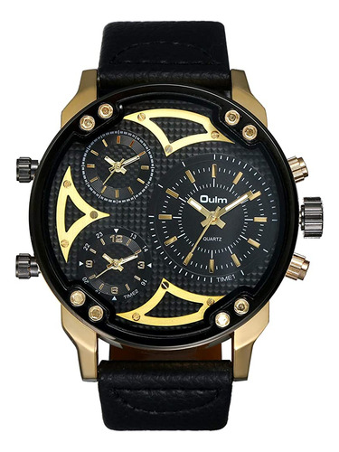 ~? Avaner Mens Big Face Watches Round Dial 3 Time Zone Analo