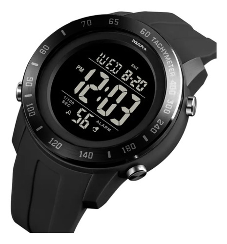 Reloj Tactico Militar Resistente al agua Wickpro Cronómetro Luz Nocturna Malla Flexible Números Grandes Aro De Acero Inoxidable Negro