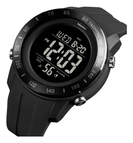 Reloj Tactico Militar Resistente al agua Wickpro Cronómetro Luz Nocturna Malla Flexible Números Grandes Aro De Acero Inoxidable Negro