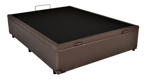 Cama Box Baú Viúva + Colchão Molas Castor Hibrido 120x203 Cor Corino Marrom