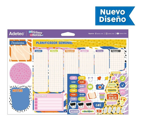 Planificador Samanal Adetec Stickers Y Notas Adhesivas - 430