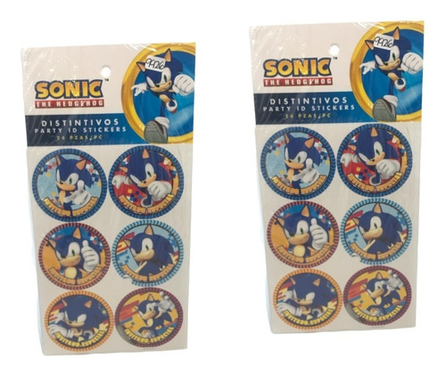 48 Distintivos Sonic Fiesta Invitado Especial Calcomanias Gm