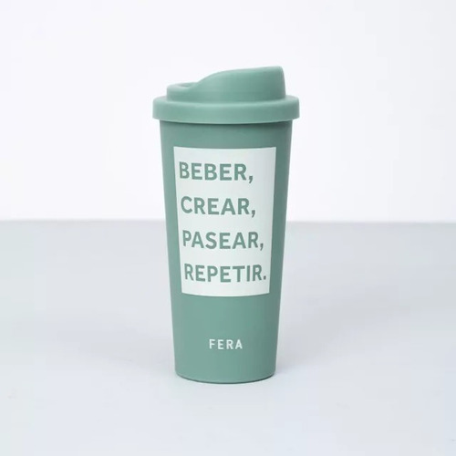 Vaso Termico Cafe Te Taza 500ml Fera Color Verde Frases