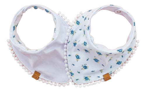 Babero Mini Anima Bandana Reversible Bebe Petit Flower Azul