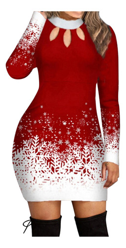 Vestido Z Para Mujer, De Navidad, Nieve, Sexy, Suave, Cuello