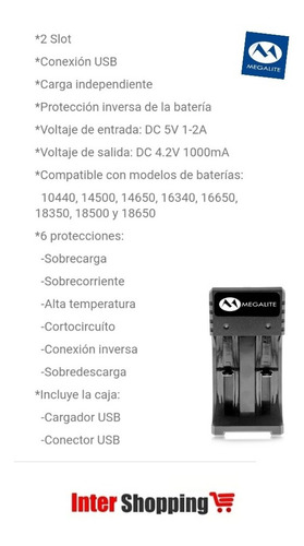 Imagen 4 de 6 de Cargador Intelig Baterías De Li-ion Litio Megalite P102u