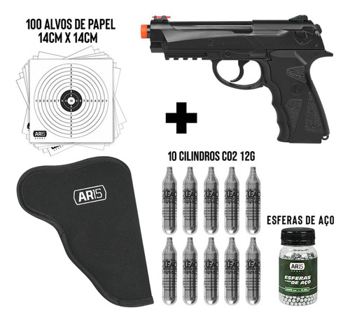 Pistola Esfera De Aço Wingun Beretta C12 + Coldre + Munição