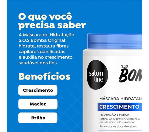 Máscara De Hidratação Sos Bomba Original Salon Line 1kg