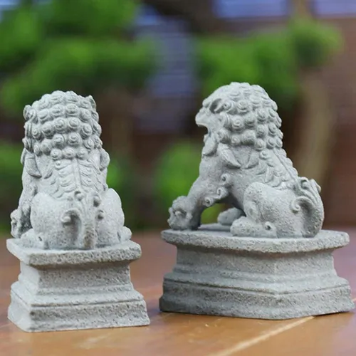 2 Estatuas De Leones Guardianes De Piedra Arenisca