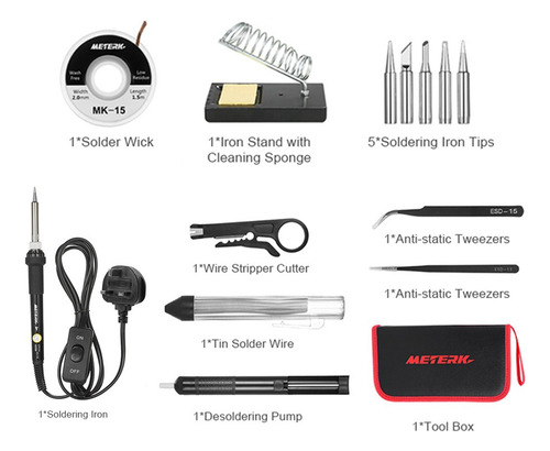 Kit De Soldadora Meterk Con Temperatura Regulable 4 En 1