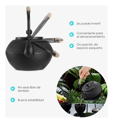 Juego De Teteras De Hierro Fundido De 300ml Tazas De Té De