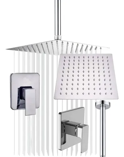comprar Kit Regadera Tubo Techo Mezclador Ducha Monocontrol Cuadrado