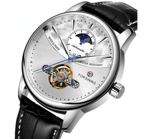 Reloj Forsinging Moon Phase De Cuero Con Tourbillon