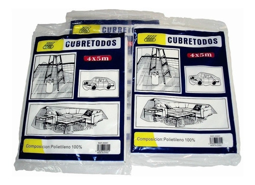 Plástico Cubre Todo Impermeable 2x4mt Trabajos Pintura Agua Color Blanco