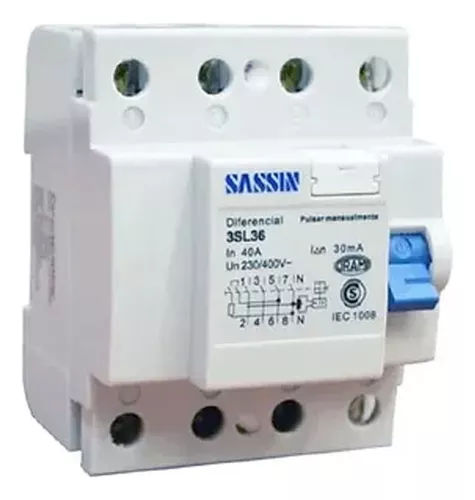 Interruptor Diferencial DIN 4P 40A 30mA - Sassin