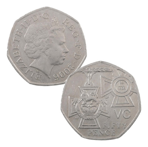 Moeda Inglaterra 50p 2006 A Cruz De Victoria
