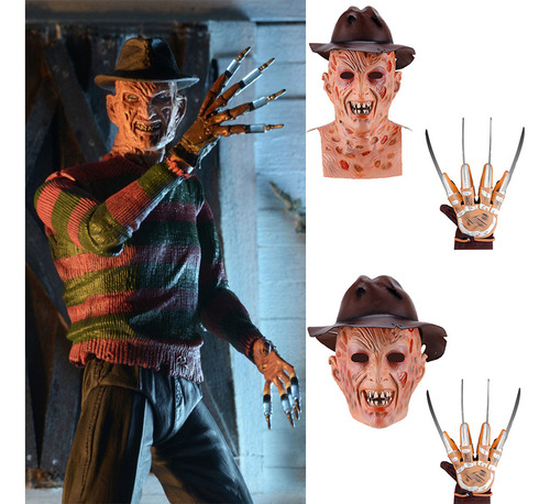 Máscara De Terror De Freddy Krueger Para Halloween, Fiesta