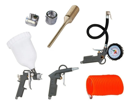 Kit Compresor De Aire Accesorios Pistola Pintar Inflar 1/4 