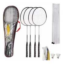 Comprar Kit Badminton Pro 4 Raquetes E 2 Petecas Com Rede E Suporte