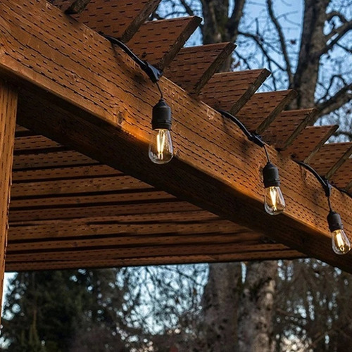 Imagen 3 de 6 de Serie Luces Led Vintage Panel Solar Exterior Con 10 Focos