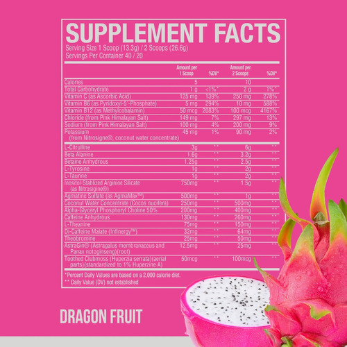 Pre Entreno Cbum Thavage Pwo Raw Nutrition 40 Servicios Sabor Dragon Fruit
