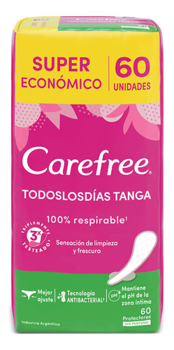 Protectores Diarios Carefree Tanga Sin Perfume X 60 Un