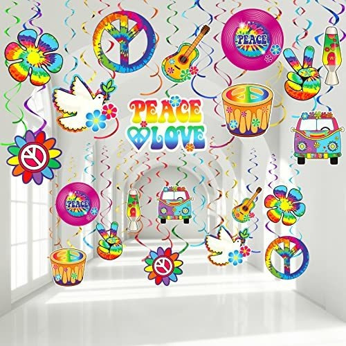 60's Hippie Theme Party Foil Swirl Decoraciones, 60s 492le