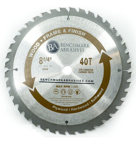 Sierra De Corte De Madera Tct Benchmark Abrasives 8-1/4 40 D