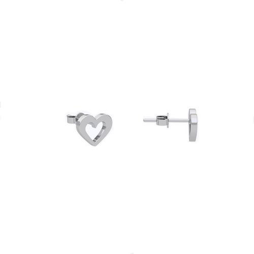 Imagen 2 de 10 de Aretes Broqueles Plata 925 Corazón Mujer Niña Agálea Joyería