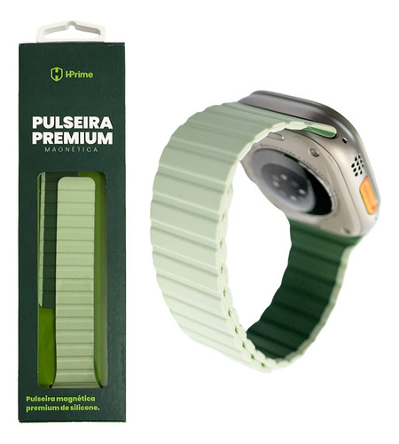 Pulseira Hprime Magnética Smartwatch 42/44/45/49mm - Verde Cor Verde Claro e Verde Escuro