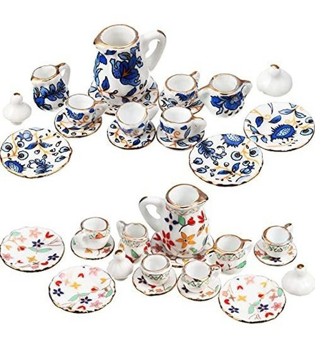 2 Set 1 12 Muelas Miniatura Taza De Té De Porcelana 30...