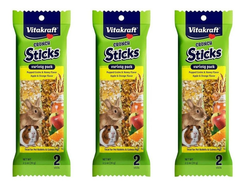 Vitakraft 6 Pack Of Crunch Sticks, Variety Pack Of Popped Gr