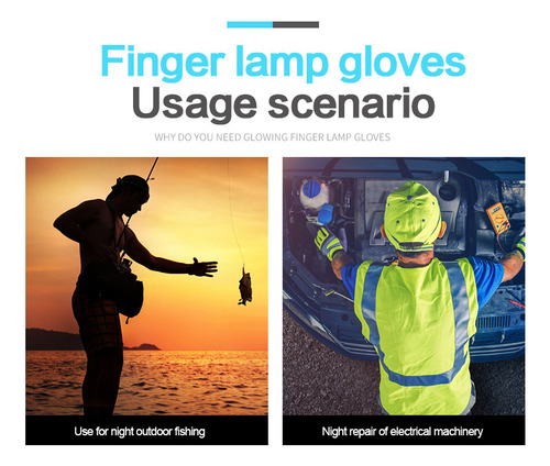 Guantes De Pesca Con Luz Nocturna, Guantes Led Sin Dedos, Im