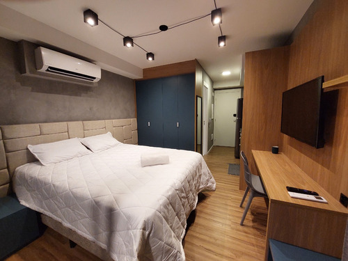 Studio De 25m2 Moderno E Mobiliado Em Santo Amaro (são Paulo), A 400m Do Metro - Pronto Para Usar Ou Alugar